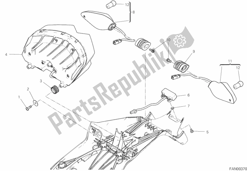 All parts for the Taillight of the Ducati Multistrada 950 S Touring USA 2019